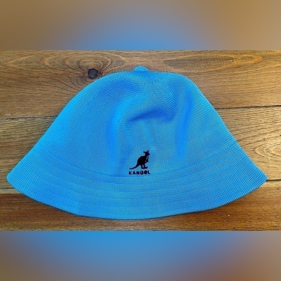 KANGOL Woven Bucket Hat | Med Blue | Felt Kangaroo/Logo - Picture 2 of 4